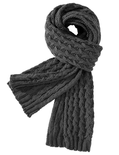 heekpek Schal Damen Winter Lang Strickschal Frauen Pashminas Gestrickter Scarf, Grau