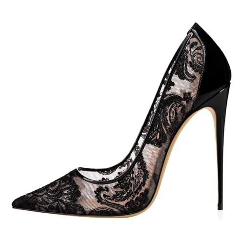 SHEMEE Sexy Pointy Toe Mesh Cutout Bridal Shoes Stiletto High Heels Wedding Pumps Elegant Court Party Dress Shoe