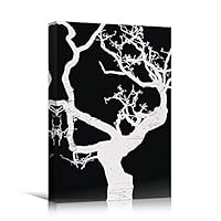SIGNWIN Canvas Wall Art Silhouette of Winter Tall Trees Nature Forest Illustrations Abstract Modern Scenic Dramatic Black and White for Living Room, Bedroom, Office - 12x18 inches