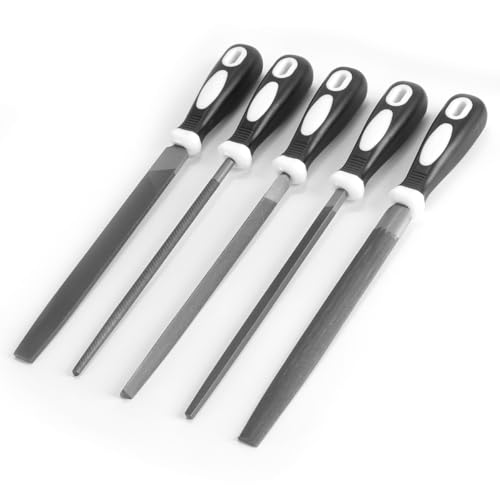 STAHLWERK Stahlfeilen 5er Set 200 mm | 8' Raspeln | Metallfeilen | Werkstattfeilen | Feilen-Satz zum professionellen Bearbeiten von Metall, Holz und Kunststoffen