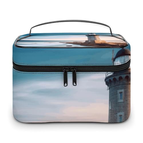 Bolsa de maquillaje de playa con faro: neceser de viaje grande e impermeable