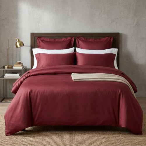 Image of Egyptian Cotton Feel Double Size Flat Bedsheet with 2 Pillow Covers | 800 TC Soft & Breathable | Burgundy Solid Pattern for Bedrooms and Hotels Use (Size: 60 x 100 Inch)