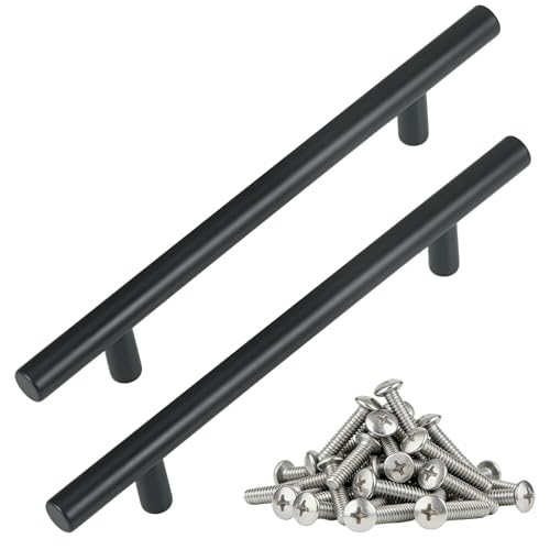 lakudayy 20 Pack Ktchen Cupboard Handles Kitchen Door Handles Black Kitchen Handles Stainless Steel T bar Handles 128mm Kitchen Door Handles for Kitchen Overall Cabinets and Drawers Pull Handle