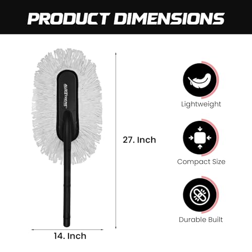 Image of AllExtreme Car Duster with Extendable Long Reach Handle & Refill Pad Microfiber Exterior Cleaning Tool Scratch Free Brush for Wet & Dry (Car Duster)