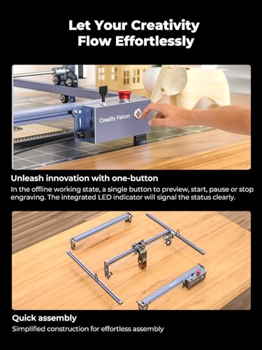 Image of Creality 10W Laser Engraver, Falcon Pro with 3-in-1 Laser for Wood Engraving, 72000mW Efficient Laser Engraving Machine Fit, for Wood, Metal, Paper, Acrylic, Leather, Glass Tumbler Ring, 17 inch x 16 inch