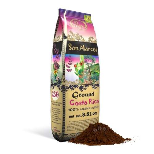 Costa Rican Coffee Medium Roast Ground (8.8oz) - 100% Fresh Arabica Beans, Shade Grown & Locally Sourced from San Marcos Village - Costa Rica Souvenir, Perfect Coffee Lover Gift