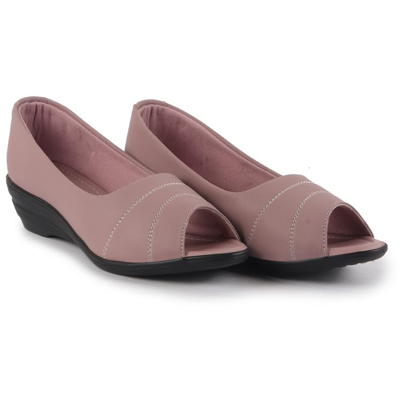 Image of FAUSTO Women Stylish Backless Casual Ballets | Low Heel Cut-Out Slip-On Ballerinas | Comfortable Walking Flats Sandals | Memory Cusion Insole