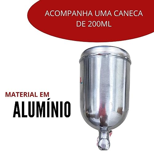 Pistola de Pintura Aerógrafo 0,5 Mm 200ml Alumínio Evppa200-pr Evald