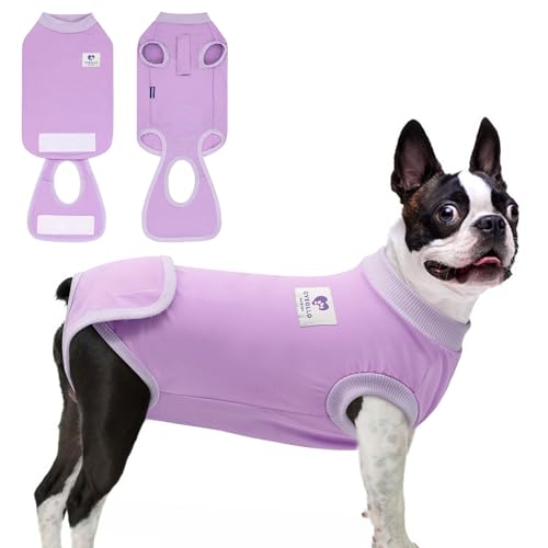 Image of cyeollo Dog Surgery Recovery Suit Soft Breathable Female Male Pet Bodysuit for Spay, Neuter, Surgical Recovery Shirt for Small Medium Large Dogs, Purple, S
