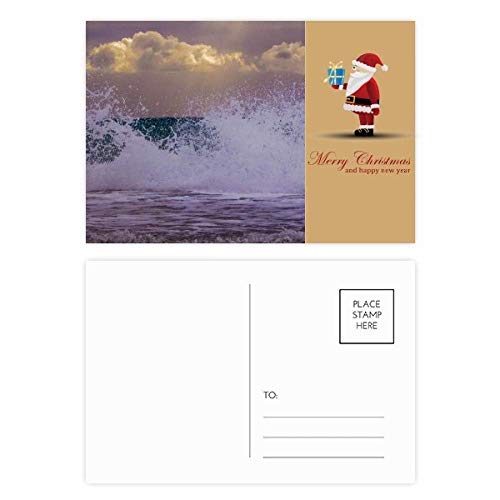 Cartes postales Ocean Sea Wave Spray Père Noël pour décorer vos cadeaux de fête