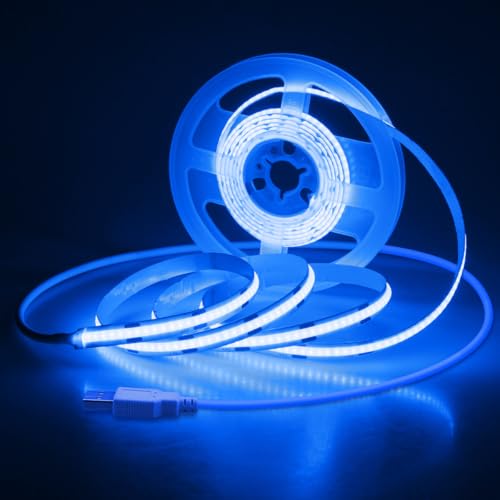 Aclorol LED Strip Lights 5V USB 6.56FT/2M 640 LEDs Blue Indoor Rope Lights for Bedroom Not Waterproof IP20 CRI85+ Flexible LED Light for TV Backlight Living Room Party DIY Lighting