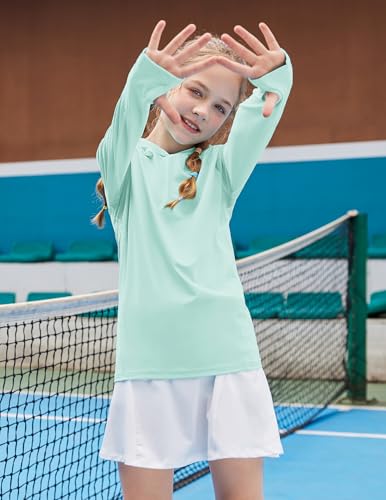 zaclotre kids upf 50 sun shirt girls quick dry sun protection clothing athletic hoodie with thumbholes