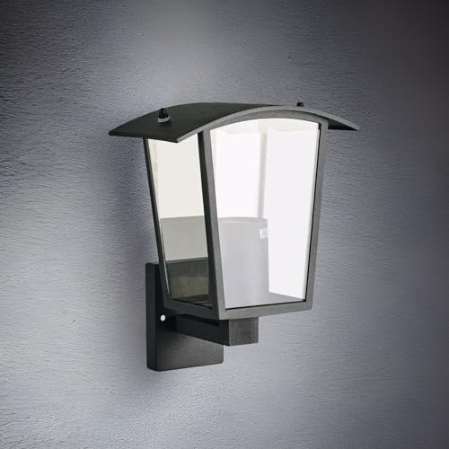 CGC Black Outdoor Outside Lights Traditional Contemporary Waterproof Lampholder Weatherproof Porch Patio Door Wall Terrace Garden (Large Uplight)