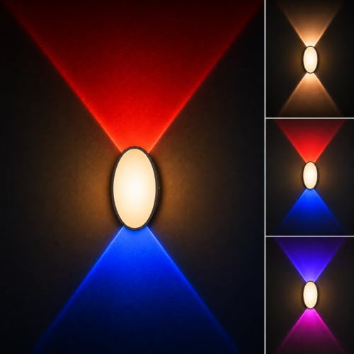 Image of Modern Outdoor Wall Light | 3-in-1 Color Changing LED Up Down Lamp | Waterproof Exterior Wall Sconce for Home, Gate, Garden, Balcony & Patio (Switch Control) (Orbs)