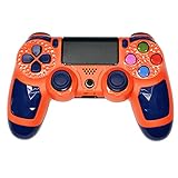 ZFY PS4 Game Controller, Bluetooth Wireless Gamepad Compatible with PS-4/Slim/Pro/PC/Android，High Sensitivity Game Joystick with Speaker and Touch Panel, USB Cable - Orange