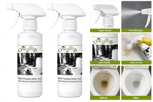 Image of Oxalic Acid Surface Cleaner Spray 200ml | Multi-Purpose Bathroom, Tile & Sink Stain Remover | Hard Surface Cleaning Spray for Home & Kitchen (Pack of 2)