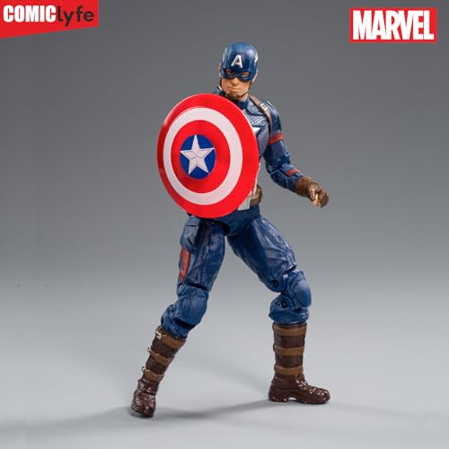 Image of Marvel Captain America Superhero Action Figure Toy (7 Inch) | Avengers Marvel Collectible Figurine | Highly Detailed, Fully Articulated Superheroes Toy | Captain America Action Figure by Comiclyfe