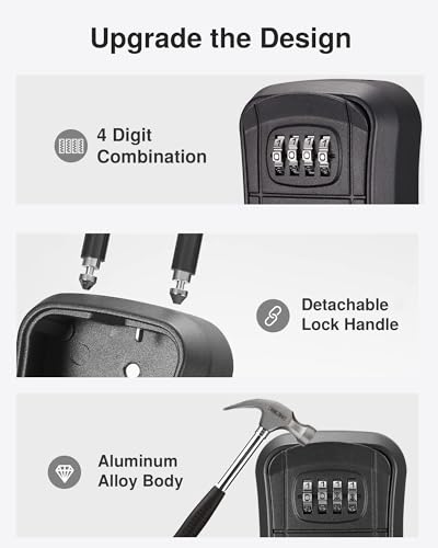 Image of Puroma Key Lock Box - Portable Combination Lockbox, Wall-Mounted Storage for House Keys, Resettable Code Safe for Home, Office, Apartment (2 Pack, Pure Black)