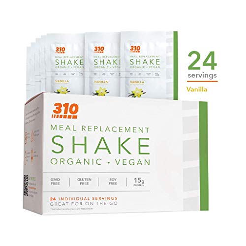 24 CT Organic Shake Box - Vegan Plant Protein Powder and Meal Replacement Shake - By 310 Nutrition - Gluten, Dairy and Soy Free - 0g of Sugar | Keto and Paleo Friendly (Vanilla)