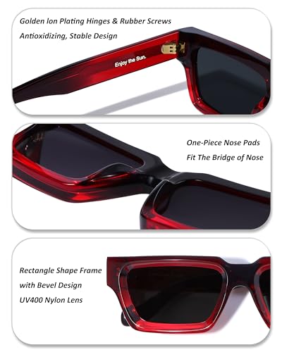 Image of Roneyee Rectangle Sunglasses Men Women Trendy Retro Sunglass UV Protection Fashion Acetate Stylish Square