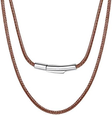 Leather Necklace Brown Rope Chain for Men 2mm 22 Inch DIY Waterproof Rope Chans Gift