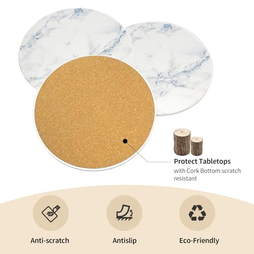 Image of 8 Inch Trivets for Hot Dishes, Pots and Pans, Marble Style Ceramic Trivet with Holder, Heat Resistant Hot Plate Mats for Countertops, Table, Home Essentials, Farmhouse Decor, Set of 3