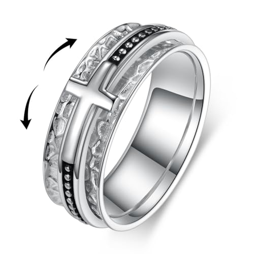 Anxiety Ring 925 Sterling Silver Cross Anxiety Ring Anxiety Jewelry Gifts for Men Women