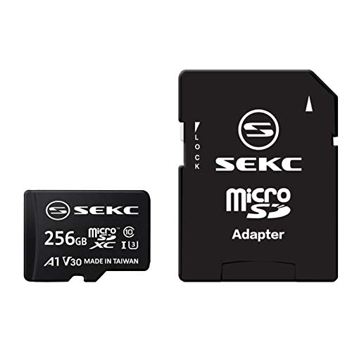 SEKC - Tarjeta de Memoria microSDXC de 256 GB con SD Adaptador A1, V30, UHS-I U3, 4K, Class 10, Micro SD