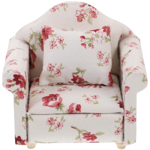 Puppenhaus Sofa 1:12 Puppenhaus Miniatur Möbel Modell Tuch Blumenmuster...