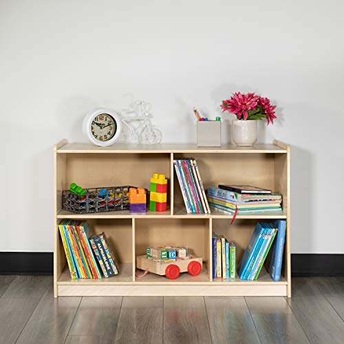 Black Friday - 50% OFF Flash Furniture Wooden 5 Section School Classroom Storage Cabinet for Commercial or Home Use - Safe, Kid Friendly Design - 24"H x 36"L (Natural)