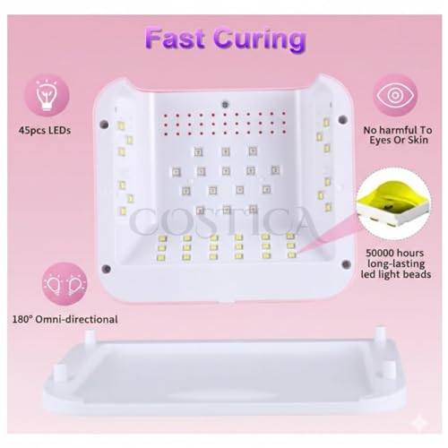 Image of COSTICA 268W UV LED Nail Lamp for Gel Polish | Professional Nail Dryer with 45 LED Beads Auto Sensor & 4 Timers | Fast Curing UV Light for Nail Art Manicure Pedicure (L1 Nail Dryer 111)