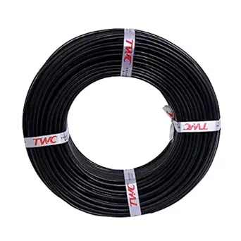 TWC Lite Single Core 4 sqmm black Electrical Wire - FR PVC Insulated 4 sqmm Home Electrical Wire - 4 sqmm Black wire 90 meter Cables - For wiring Homes Buildings - Industrial Wire Cable - Home wire Cables