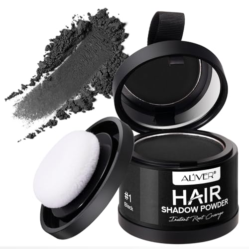 Retoca Raíces de Polvos Negro, 4g Sombra para el Cabello, Polvo para Cubrir las Sombras para el Cbello, Uso para Rellenar el Cabello Debilitado (Negro)