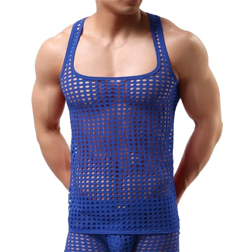 Gilet transparent pour gym et rave en maille ajourée homme