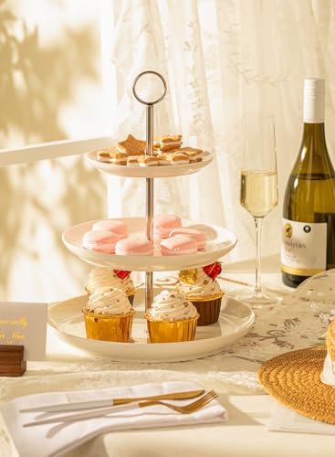 Sweese DESSERT STAND 3 Tier Cupcake Stand- White Porcelain Cake Stand- Dessert Stand thumb #4