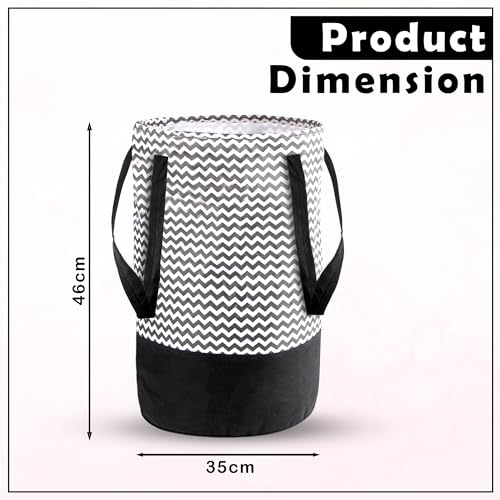 Image of GLUN Multipurpose Foldable Hanging Bag, Round Shape Pack of 2 Printed Laundry Bag, Water Repellent, Durable Laundry Bag for Toys, Clothes, Stationery Items, Space Saving Design