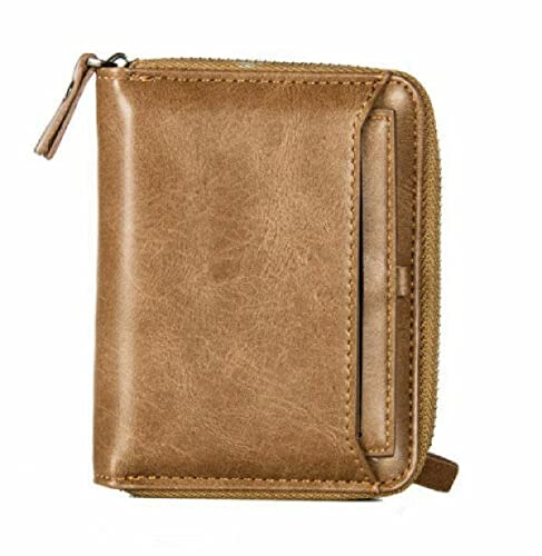 12*9.5*3cm Leather Business Wallet with Coins Pocket Zipper Purse