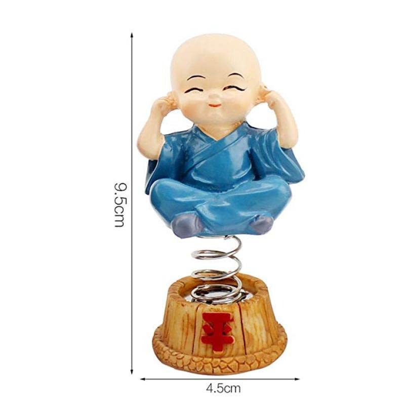 Image of Buko Set of 4 Buddha Monk Statues Miniature Figurines Showpiece for Wall Shelf Table Desktop Car Dashboard Decoration Home Office Decor (Spring Cute Buddha Set-of-4)