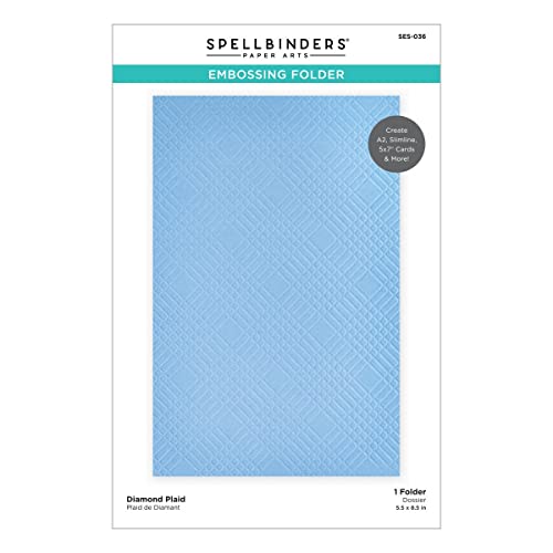 SPELLBINDERS PAPERCRAFTS, INC Spellbinders Embossing Folder-Celebrate You Diamond Plaid, Semi-Opaque White