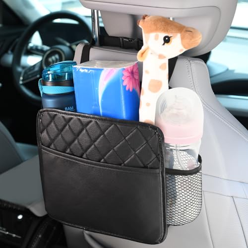 Adiwo Autositz Organizer, Auto Mülleimer zum Aufhängen, Multifunktional Wasserdicht Auto Kinder Rücksitz Organizer, Mulleimer Innenraum mit Seitentaschen