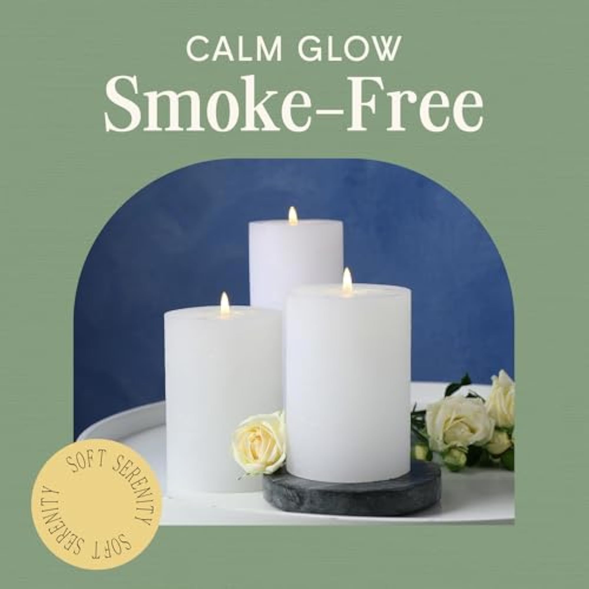 Dripless Unscented Pillar Candles, Set of 3 Hand Poured