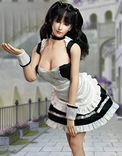 HiPlay 1/6 Scale Female Figure Head Sculpt, Beuty Charming Girl Doll Head for 12" Action Figure Phicen, TBLeague DH035 (Black Hair)