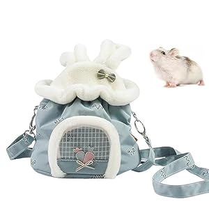 Hamster Carrier Bag Breathable Warm Small Animals Travel Carrier Potable Sugar Glider Pouch Small Pet Outgoing Handbag for Mouse Squirrel Rat Gerbil Hedgehog Chinchilla (Blue)