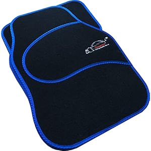 Xtremeauto Car Mats Universal 4PC Set – Sporty Carpet Car Floor Mats, Embroidered Front & Rear Universal Mat, Interior Car Matts For Cars, SUV, Truck & Van, Non Slip Backing (Blue)