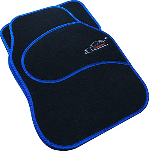Xtremeauto Car Mats Universal 4PC Set – Sporty Carpet Car Floor Mats, Embroidered Front & Rear Universal Mat, Interior Car Matts For Cars, SUV, Truck & Van, Non Slip Backing (Blue)