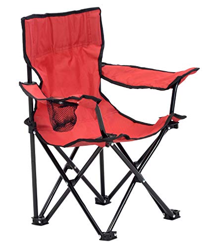 Quik Chair Folding Camp Chair for Kids with Carry Bag, Red