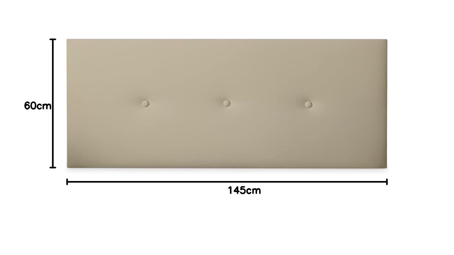 DUÉRMETE ONLINE - Cabecero Premium Acolchado Modelo Milán | Tapizado en Polipiel de Alta Gama-Incluye Herrajes y Tornillería, Madera, Beige, 145 x 60 cm (Cama 135/140)