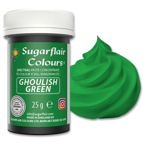 Sugarflair Spectral Ghoulish Green Food Colouring Paste 25g - Concentrated Paste Food Dye for Cake Decorating Fondant Buttercream Cake Batter and More - Vegan Kosher Bake-Stable