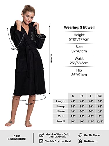 Turkuoise Women's Turkish Cotton Hooded Robe, Terry Hooded Bathrobe #TOP5