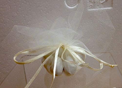 STOCK 50 PEZZI economico Velo Tulle Crema portaconfetti porta confetti a